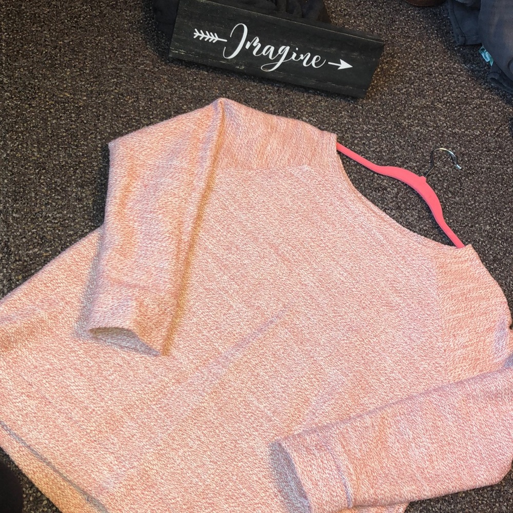 Pink and white three quarter length sweater
